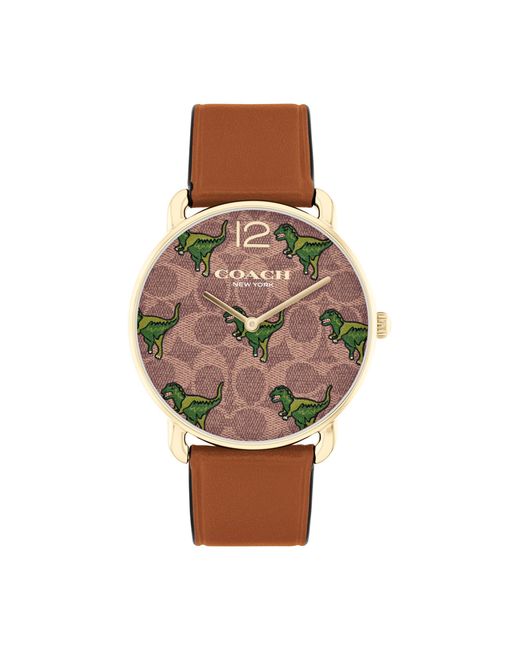 COACH Multicolor Leather Wristwatch For Featuring Mascot Rexy - Water Resistant 3 Atm/30 Meters - Premium Fashion Timpiece For A Playful Look