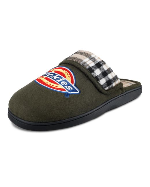 Dickies Green Slide-on Memory Foam Scuff Slipper With Embroidered Logo-indoor/outdoor Sole for men