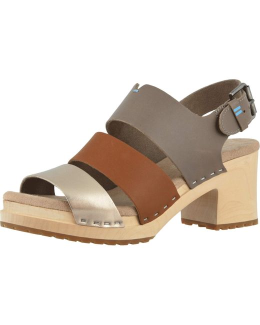 TOMS Leather Clog Heeled Sandal in Taupe (Brown) - Save 66% - Lyst