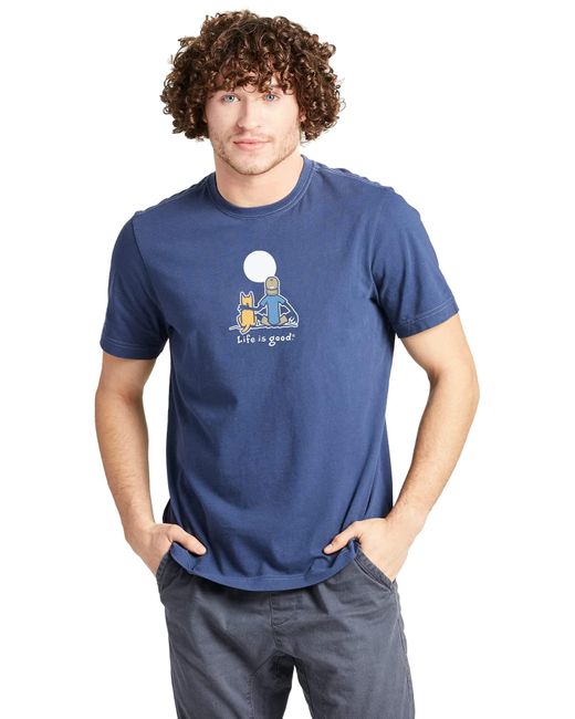 Life Is Good. Blue Jake And Rocket Moon Cotton Tee
