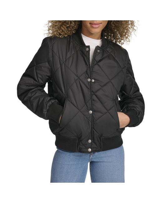 Levi's Black Diamond Quilted Sherpa Lined Bomber Jacket