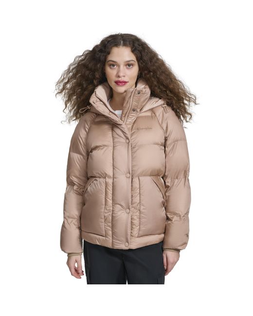 Champion Brown Quilted Mid-weight Puffer Jacket With Hood
