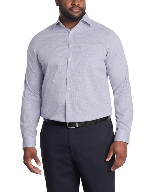 Michael Kors Men's Blue Dress Shirt Travel Stretch Tall Fit Michael Kors Men's Blue Dress Shirt Travel Stretch Tall Fit