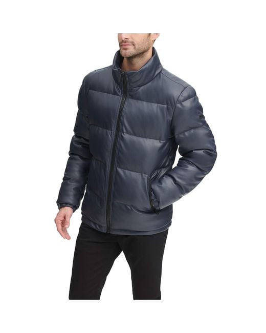 dkny faux leather puffer