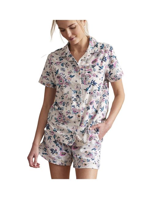 Vera Bradley Gray Cotton Pajama Short Sleeve Button-up Shirt