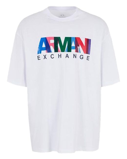 Emporio Armani Blue A | X Armani Exchange Comfort Fit Cotton Jersey Color Logo Tee for men