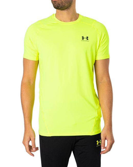 Under Armour Yellow Heatgear Fitted Short Sleeve T-shirt for men