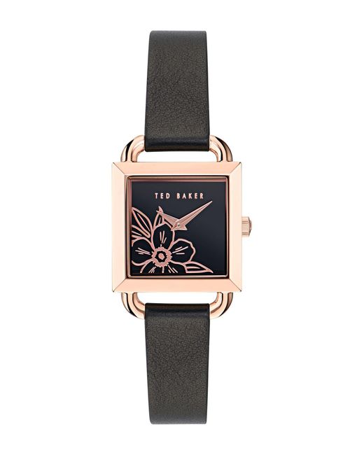 Ted Baker White Taliah Ladies Black Leather Strap Watch