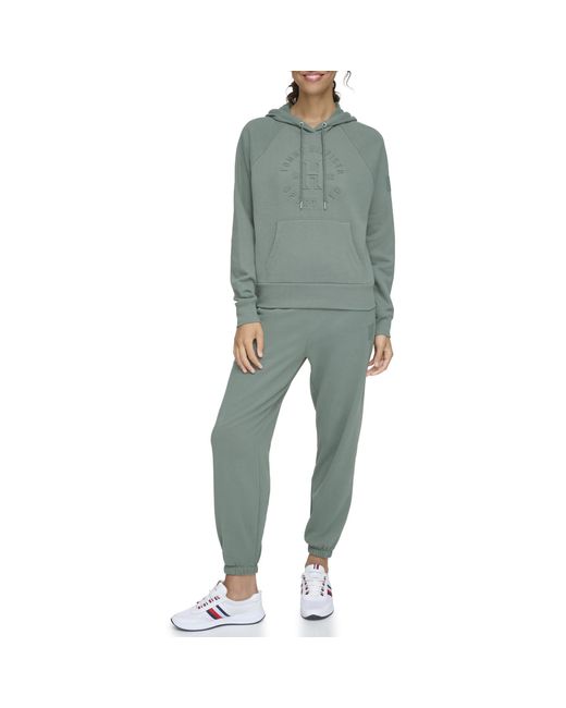 Tommy Hilfiger Green Embossed Graphic Soft Fleece Hoodie