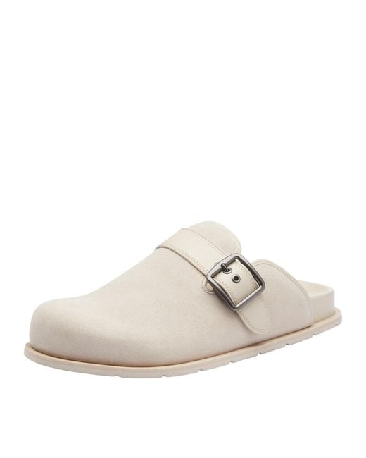 COACH White Suede Buckle Clog for men