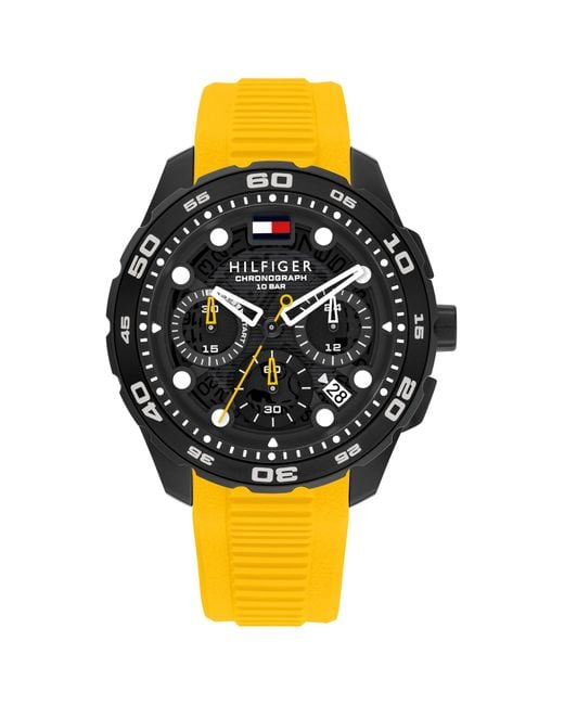 Montre Chronographe à Quartz avec Calendrier pour avec Bracelet en Silicone Jaune - 1792235 Tommy Hilfiger pour homme en coloris Yellow