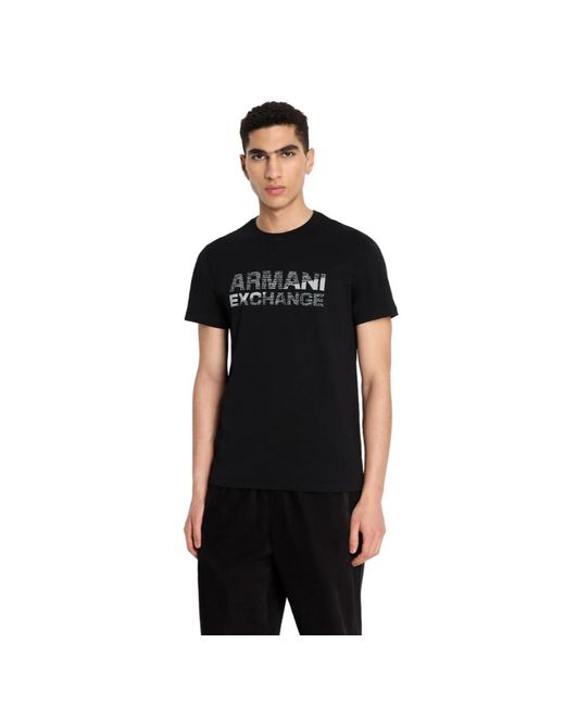 Emporio Armani Black A | X Armani Exchange Slim Fit Stretch Cotton Jersey Bold Logo Tee for men