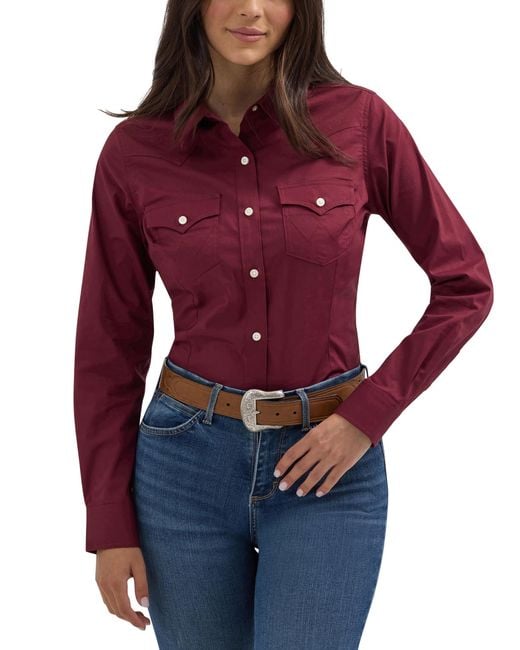 Wrangler Red Western Retro Button-Down-Shirt