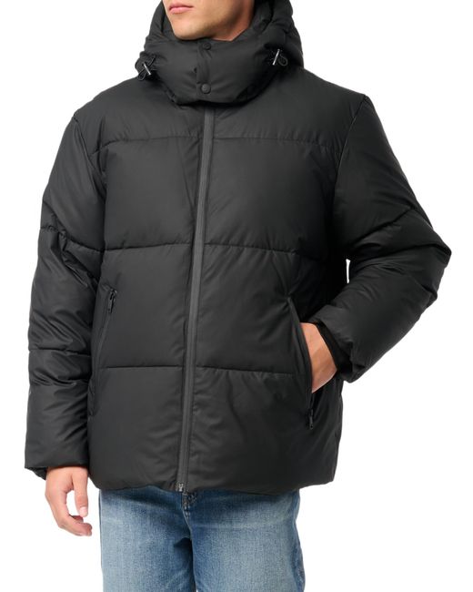 DKNY Black Quilted Tech Hooded Puffer for men
