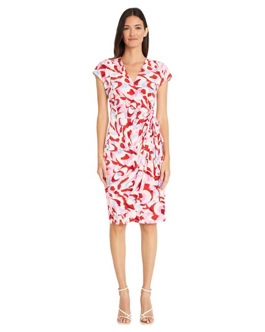Maggy London Red Printed Matte Jersey Wrap