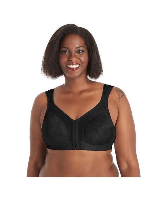 Playtex Black Womens 18 Hour Front-close Wirefree W/ Flex Back Us4695 Full Coverage Bra