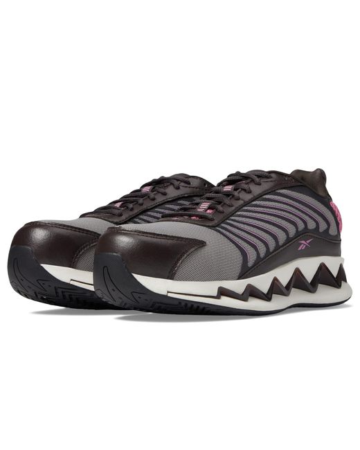 Reebok Zig Elusion Heritage Work Sd Comp Toe Brown/pink 5.5 B in het Black