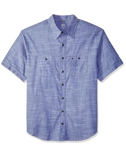 Izod Tall Slim Fit Saltwater Dockside Chambray Short Sleeve Button Down ...