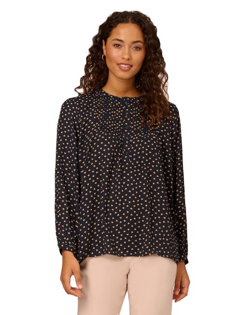 Adrianna Papell Black Pintuck Button Down Blouse