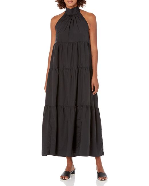 Theory Cotton Womens Halter Tier Maxi Dress in Black | Lyst