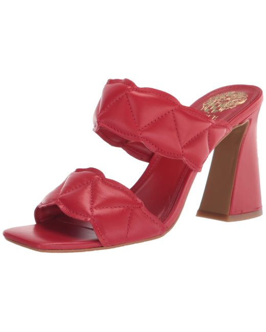 Vince Camuto Leather Renneya Two-strap High Heel Sandal Heeled in Cherry Berry (Red) - Lyst