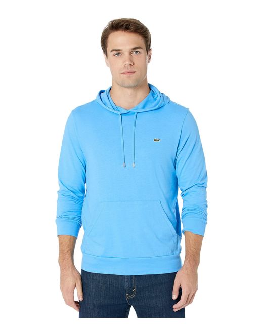 Lacoste Blue Long Sleeve Hooded Jersey Cotton T-shirt Hoodie for men