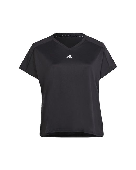 Adidas Black Aeroready Train Essentials Minimal Branding V-neck T-shirt