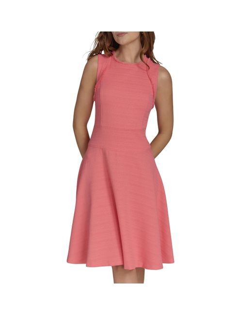 Tommy Hilfiger Pink Sleeveless Scoop Neck Fit And Flare Dress