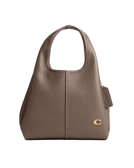 COACH Brown Polished Pebble Leather Lana Shoulder Bag 23