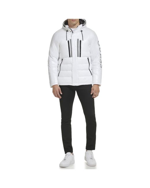 Guess Mittelschwere Pufferjacke für mit abnehmbarer Kapuze in Gray für Herren