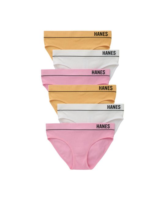 Hanes Pink Originals Seamless Stretch Rib Bikini Panties Pack