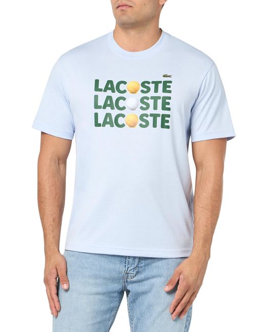 Lacoste Blue Short Sleeve Classic Fit Tee Shirt W Graphic On Front for men