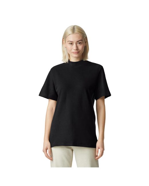 American Apparel Black Pique Mockneck T-shirt