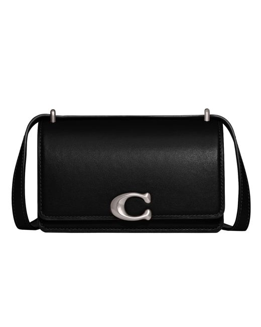 COACH Luxe Refined Calf Leather Bandit Crossbody Black One Size