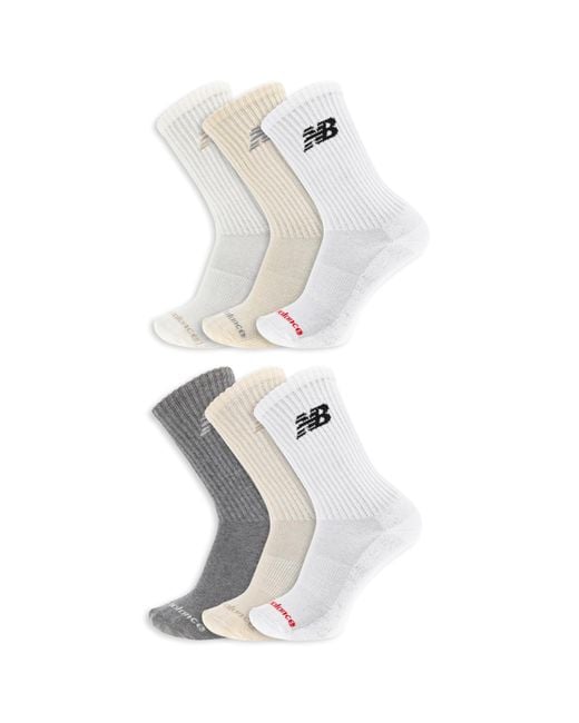 New Balance White Everyday Ankle Socks-6 Pairs-cushioned Durable Reinforcement