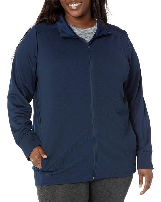 Adidas Blue Golf Standard Textured Full-zip Jacket