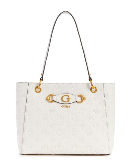 Guess Izzy Peony Small Noel Tote in White | Lyst