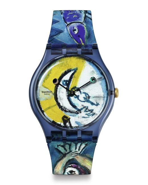 Swatch Casual Biokeramische Uhr Blau Art Journey Chagall's Blue Circus