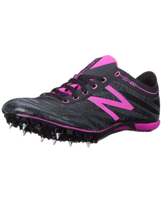 New Balance Short Distance 400 V3 Spike Running Shoe in Black/Purple