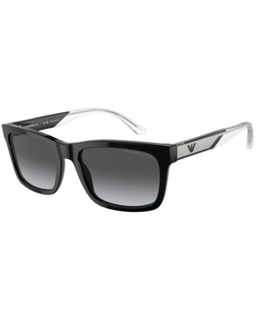 Emporio Armani Black Ea4224 Polarized Rectangular Sunglasses for men