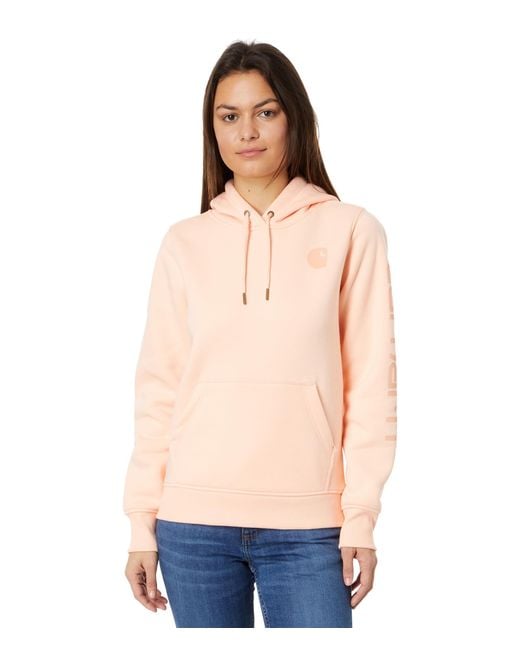 Carhartt Pink Relaxed Fit Midweight Logo Sleeve Graphic Sweatshirt