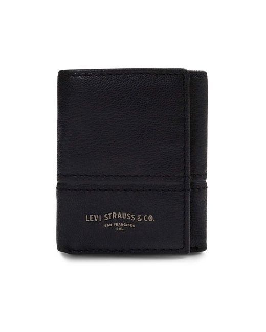 Levi's Black Trifold Wallet-sleek And Slim Includes Id Window And Credit Card Holder for men