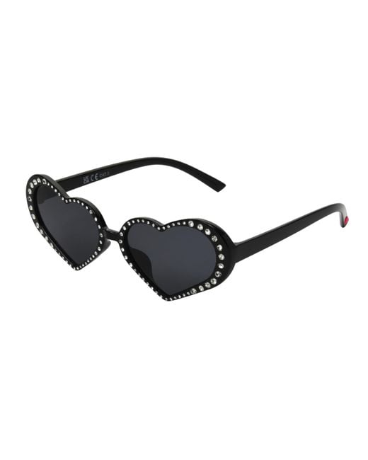 Betsey Johnson Black Glam & Glitter Heart Sunglasses