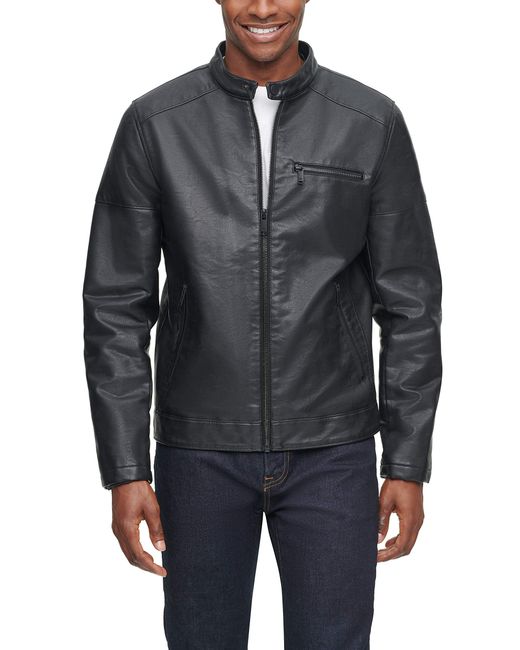 Dockers Kyle Faux Leather Racer Jacket in Black for Men Lyst