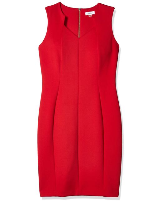 Calvin Klein Sleeveless Sheath Dress in Red Lyst