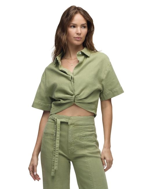 Hudson Green Knot Front Button Down Short Sleeve Shirt