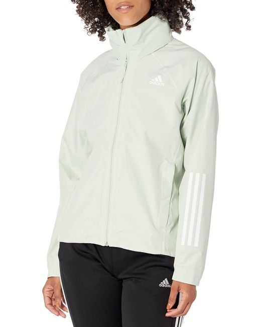 adidas Bsc 3stripes Rain.rdy Jacket in White Lyst