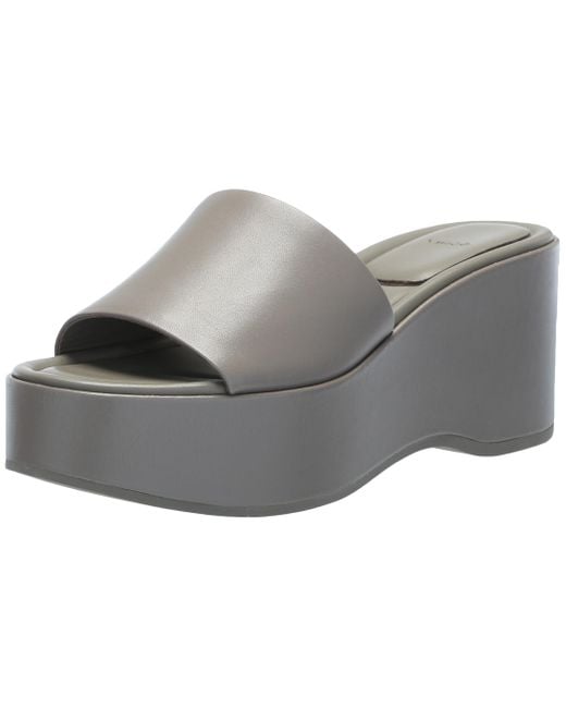 Vince Gray S Polina Platform Slide Sandals Hazelstone Grey Leather 7 M