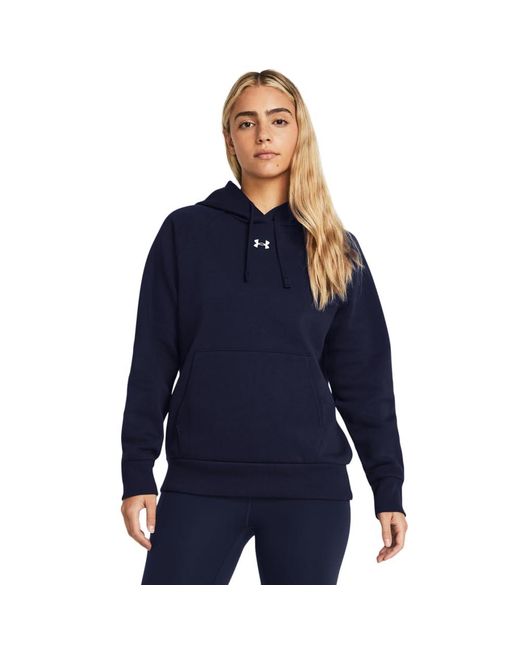 Under Armour Dameshoodie Rival Fleece Midnight Marineblauw Wit in het Blue