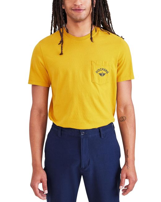 Dockers Yellow Slim Fit Short Sleeve Graphic Tee Shirt, for men